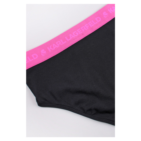 Růžovo-černé kalhotky s vysokým pasem Logo High Rise Rib Culottes Karl Lagerfeld