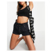 Only denim shorts with paperbag waist in black