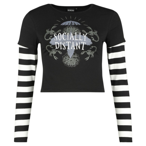 Wednesday Socially Distant Dámské tričko s dlouhými rukávy cerná/bílá