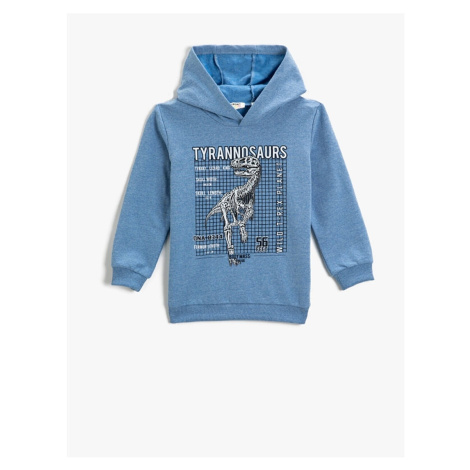 Koton Dinosaur Print Hooded Sweatshirt Long Sleeve
