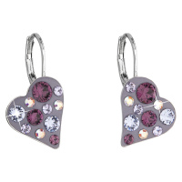 Evolution Group Náušnice bižuterie se Swarovski krystaly fialové srdce 51043.3 plum