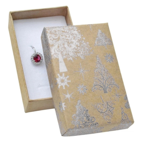 Dárková krabička na šperky - vánoční stromky a hvězdy stříbrná Šperky eshop