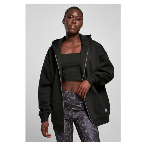 Dámská oversized mikina s kapucí na zip v černé barvě Urban Classics