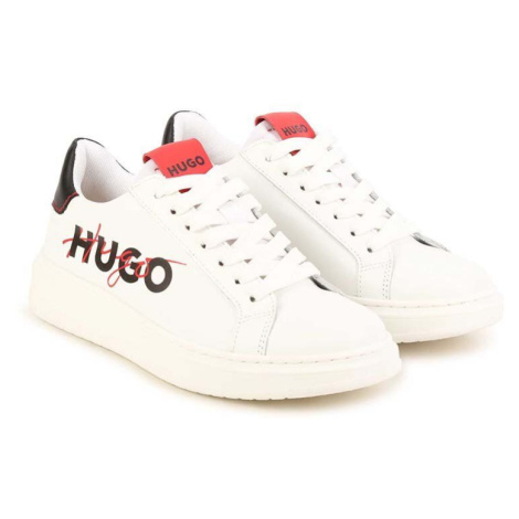 Dětské kožené sneakers boty HUGO bílá barva Hugo Boss