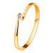 Zásnubní prsten ze žlutého 14K zlata - zirkon v kotlíku mezi zúženými rameny