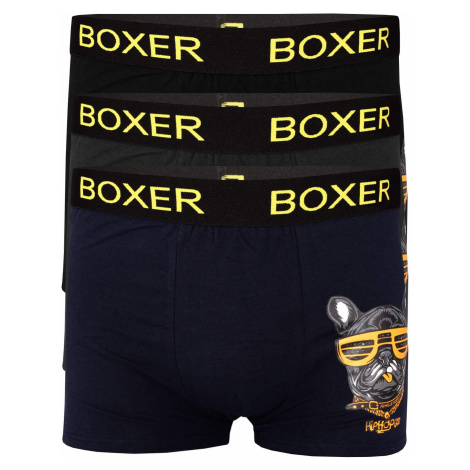Boxer pánské bavlněné boxerky potisk JM 629 3bal. vícebarevná
