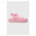 Sandály HUGO Emma dámské, růžová barva, na platformě, 50517560