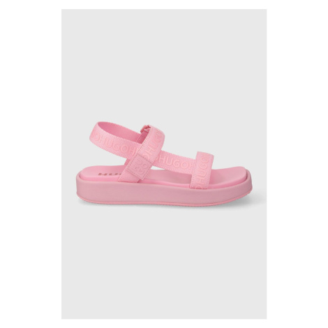 Sandály HUGO Emma dámské, růžová barva, na platformě, 50517560 Hugo Boss