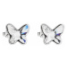 Stříbrné náušnice pecka s krystaly Swarovski bílý motýl 31251.1