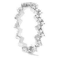 PDPAOLA Třpytivý stříbrný prsten se zirkony ZIPPER Silver AN02-685 52 mm