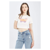 DEFACTO Cool Fitted Crew Neck Printed Short Sleeve Crop T-Shirt