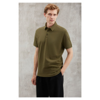 GRIMELANGE Eddie Men's Slim Fit 100% Cotton Khaki Polo Neck T-shirt