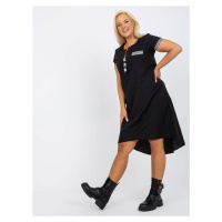 Black asymmetrical cotton dress of larger size