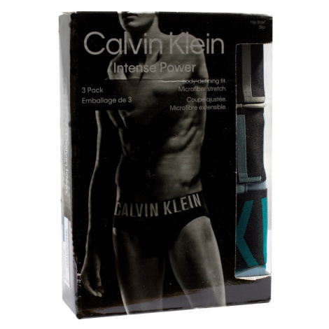 3pack calvin klein hip brief slipy set v krabičce pánské microfiber stretch trenýrky intense pow