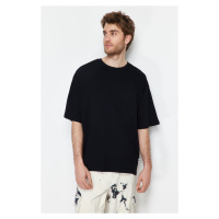 Trendyol Black Oversize Textured 100% Cotton T-Shirt