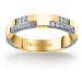 Trussardi Blyštivý bicolor prsten z oceli T-Logo TJAXC39 58 mm