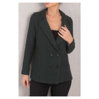 armonika Women's Emerald Stripe Patterned Four Button Cachet Jacket