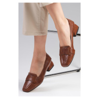 Mio Gusto Anneka Women's Brown Pointed Toe Short Heeled Shoes