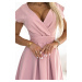 Světle růžové midi šaty s áčkovou sukní