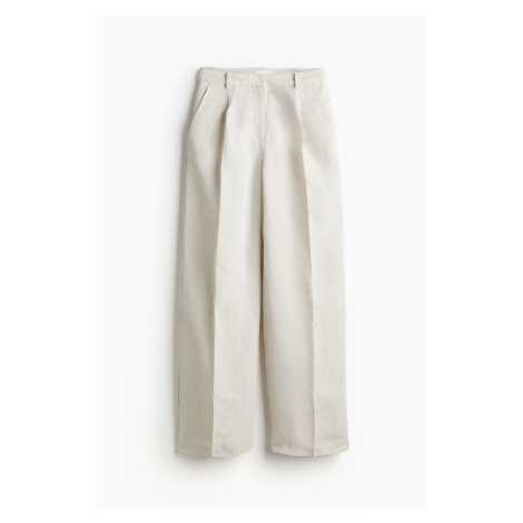 H & M - Kalhoty z lněné směsi - béžová H&M
