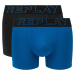 Replay Boxerky Boxer Style 2 T/C Cuff 3D Logo 2Pcs Box - Cobalt Blue/Black - Pánské