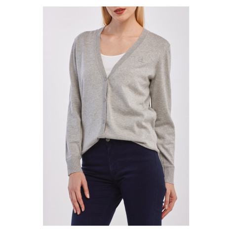 SVETR GANT LIGHT COTTON VNECK CARDIGAN šedá