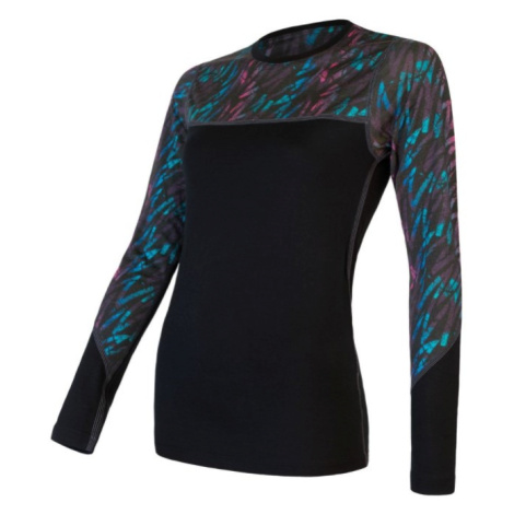 Dámské triko Sensor Merino Impress černá/stripes