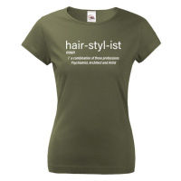 Dámské tričko s potiskem Hair Stylist - ideální dárek pro kadeřnici