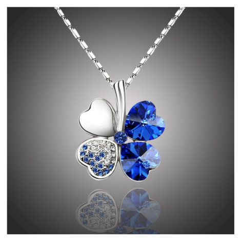 Sisi Jewelry Náhrdelník Swarovski Elements Čtyřlístek pro štěstí - tmavě modrý NH1042 Tmavě modr
