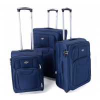 Rogal Tmavě modrá sada 3 objemných textilních kufrů 