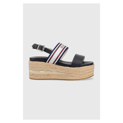 Sandály U.S. Polo Assn. LOREN dámské, tmavomodrá barva, na klínku, LOREN006D