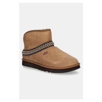 Semišové sněhule UGG Classic Mini Crescent hnědá barva, 1158262-CHE