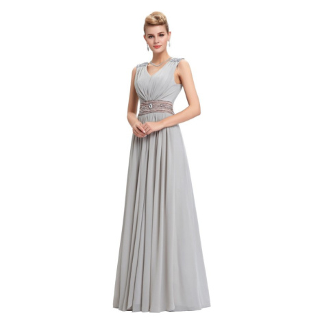 luxusní dlouhé šedivé plesové šaty na ramínka Donatella