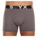 3PACK pánské boxerky Styx long sportovní guma tmavě šedé (3U1063)