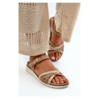 Pohodlné a lehké dámské sandály na suchý zip Inblu béžová a zlatá
