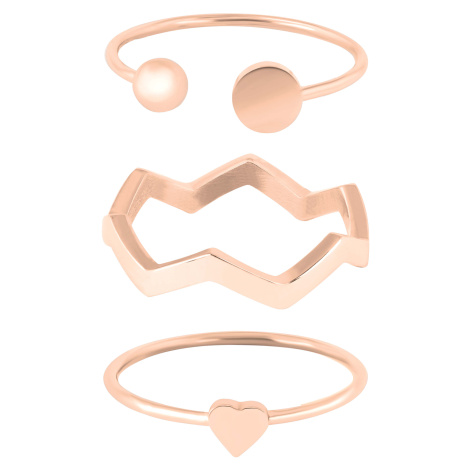 Troli Designová růžově zlacená sada ocelových prstenů
