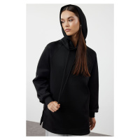 Trendyol Black Hooded Diver/Scuba Knitted Sweatshirt