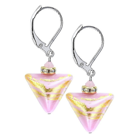Lampglas Romantické náušnice Sweet Rose Triangle s 24karátovým zlatem v perlách Lampglas ETA9