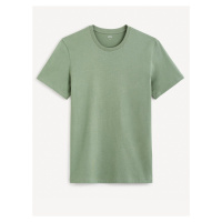 Zelené pánské basic tričko Celio Tebase