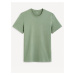 Zelené pánské basic tričko Celio Tebase