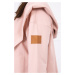 Dlouhý kabát s kapucí tmavě pudrově růžový