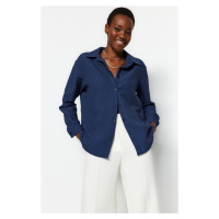 Trendyol Navy Blue Oversize/Cross-Fit Woven Shirt