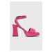 Kožené sandály HUGO Vicky růžová barva, 50513175