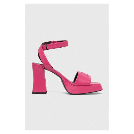 Kožené sandály HUGO Vicky růžová barva, 50513175 Hugo Boss