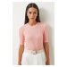 Happiness İstanbul Women's Pink Lightly Transparent Knitwear Blouse