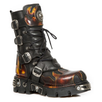 boty kožené dámské - Flame Boots Black-Orange - NEW ROCK - M.591-S1