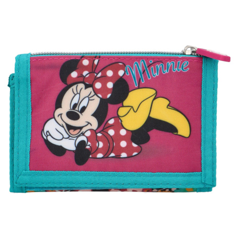 Dětská hravá látková peněženka, Minnie růžová/zelená SETINO