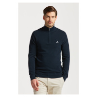 SVETR GANT COTTON PIQUE HALF ZIP EVENING BLUE