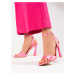 Výborné sandály růžové dámské na jehlovém podpatku