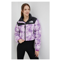 Péřová bunda The North Face NUPTSE SHORT JACKET dámská, fialová barva, zimní